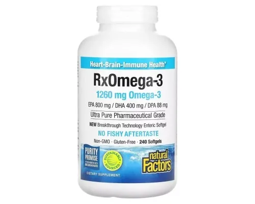 Жирные кислоты Natural Factors Омега-3, 1260 мг, RxOmega-3, 240 гелевых капсул (NFS-35491)