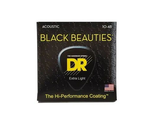 Струни для гітари DR Strings Black Beauties Acoustic - Extra Light (10-48) (BKA-10)