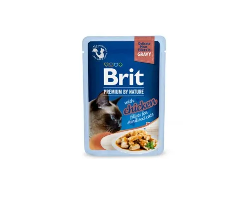 Влажный корм для кошек Brit Premium Delicate Fillets in Gravy Chicken для стерилизованных (8595602570614)