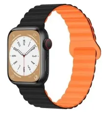 Ремінець до смарт-годинника Drobak Silicone Magnetic Link для Apple Watch All Series 38/40/41mm Black orange (898923)