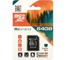 Карта пам'яті Mibrand 64GB microSDXC class 10 UHS-I (MICDXU1/64GB-A)