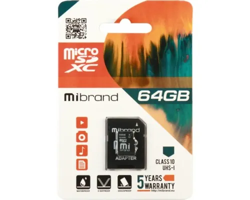 Карта памяті Mibrand 64GB microSDXC class 10 UHS-I (MICDXU1/64GB-A)