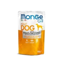 Вологий корм для собак Monge Dog Grill з куркою та індичкою 100 г (8009470013116)