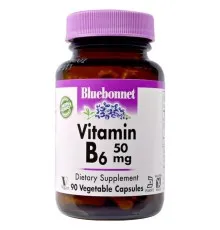 Витамин Bluebonnet Nutrition Витамин B6 50 мг, Vitamin B6, 90 вегетарианских капсул (BLB0428)
