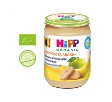 Дитяче пюре HiPP Яблука з бананами та печивом Фрукти і злаки, 190 г (9062300132479)