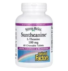 Витаминно-минеральный комплекс Natural Factors L-теанин, 200 мг, Stress-Relax, Suntheanine, L-Theanine, 60 жевательных табл (NFS-02832)