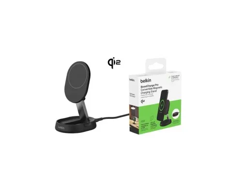 Зарядний пристрій Belkin 15W Magnetic Stand Qi2 black (WIA008BTBK)