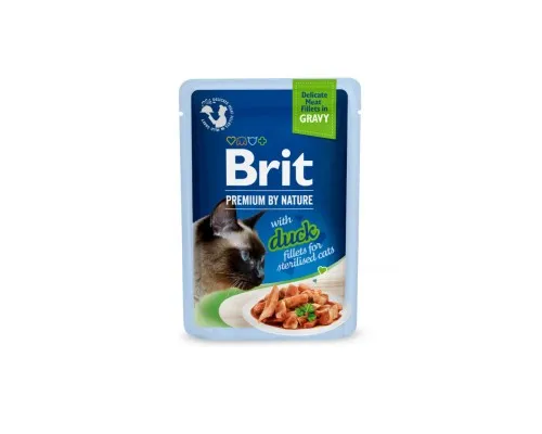 Вологий корм для кішок Brit Premium Delicate Fillets in Gravy Duck для стерилізованих (8595602570638)