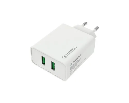 Зарядний пристрій ColorWay 2USB Quick Charge 3.0 (36W) (CW-CHS017Q-WT)