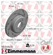 Тормозной диск ZIMMERMANN 150.3484.55