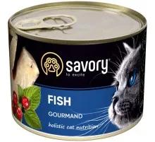 Влажный корм для кошек Savory Cat Can Adult для привередливых котов (рыба) 200 г (4820232630648)
