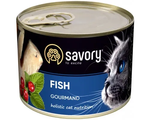 Влажный корм для кошек Savory Cat Can Adult для привередливых котов (рыба) 200 г (4820232630648)