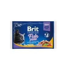 Вологий корм для кішок Brit Premium Cat рибна тарілка 4 шт по 100 г (8595602506248)