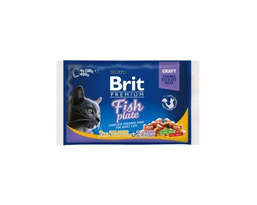 Вологий корм для кішок Brit Premium Cat рибна тарілка 4 шт по 100 г (8595602506248)