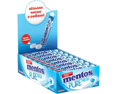 Жевательная резинка Mentos Pure Fresh со вкусом мяты 15.57 г (8935001725428)