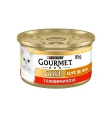 Вологий корм для кішок Purina Gourmet Gold. Соус Де-Люкс з яловичиною 85 г (7613036705134)