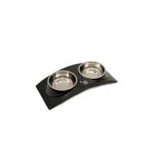 Посуд для собак KIKA Миска RAINBOW подвійна L чорна (SDML990353LJ)