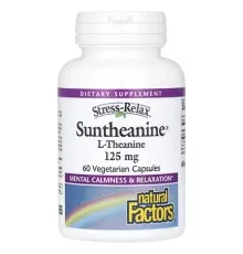 Вітамінно-мінеральний комплекс Natural Factors L-теанін, 250 мг, Stress-Relax, Suntheanine, L-Theanine, 60 вегетаріанських до (NFS-04830)