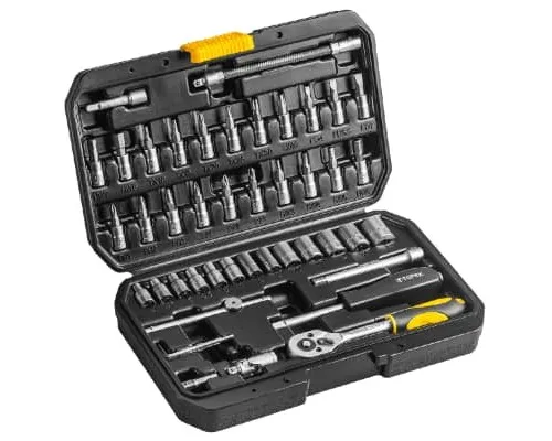 Набір інструментів Topex торцевих головок 1/4” CrV, 46 шт. (38D640)