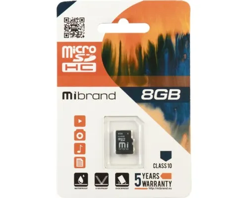 Карта памяті Mibrand 8GB microSDHC class 10 (MICDHC10/8GB)