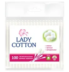 Ватные палочки Lady Cotton в полиэтиленовом пакете 100 шт. (4820048487351)