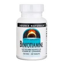 Вітамінно-мінеральний комплекс Source Naturals Бенфотіамін, 150 мг, Benfotiamine, 30 таблеток (SN1905)