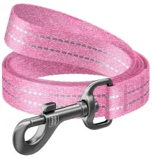 Поводок для собак WAUDOG Re-cotton светоотражающий L-XL Ш 25 мм Д 200 см розовый (03207)