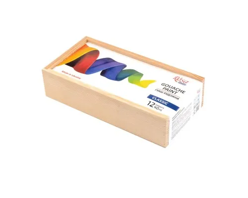 Гуашевые краски Rosa Studio Classic 12 цветов по 40 мл, деревянный пенал (4823098540625)