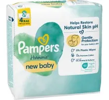 Дитячі вологі серветки Pampers Harmonie New baby 4 пачки х 46 шт (8006540815762)