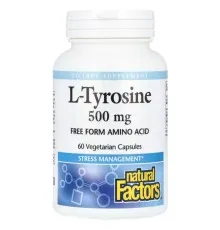 Вітамінно-мінеральний комплекс Natural Factors L-тирозин, 1000 мг, L-Tyrosine, 60 вегетаріанських капсул (NFS-02803)