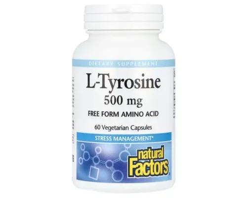 Витаминно-минеральный комплекс Natural Factors L-тирозин, 1000 мг, L-Tyrosine, 60 вегетарианских капсул (NFS-02803)