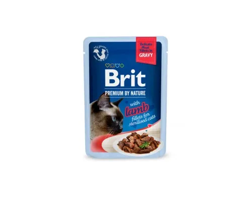 Вологий корм для кішок Brit Premium Delicate Fillets in Gravy Lamb для стерилізованих (8595602570621)