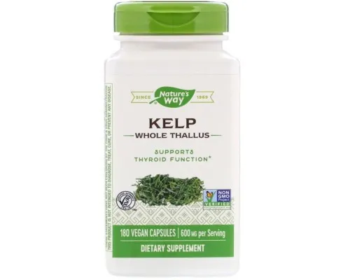 Трави Natures Way Ламінарія, Kelp, 600 мг, 180 капсул (NWY-14508)