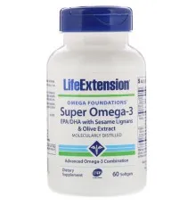Жирні кислоти Life Extension Супер Омега-3, Omega Foundations, Super Omega-3, 60 желатино (LEX-19836)