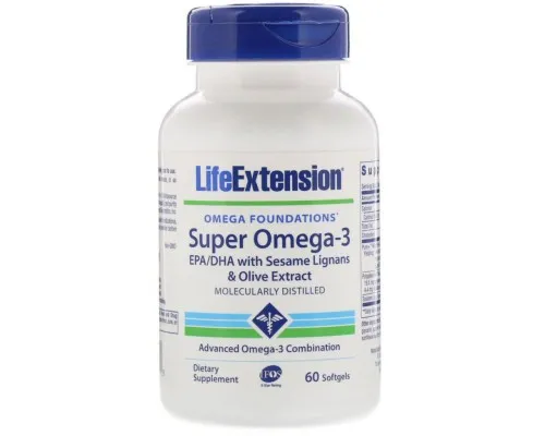 Жирные кислоты Life Extension Супер Омега-3, Omega Foundations, Super Omega-3, 60 Желатин (LEX-19836)