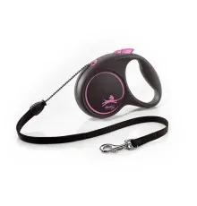 Поводок для собак Flexi Black Design М трос 5 м (розовый) (4000498033418)