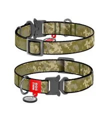 Нашийник для тварин WAUDOG Nylon з QR-паспортом "Мілітарі" металевий фастекс L (287-4026)