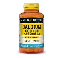 Вітамінно-мінеральний комплекс Mason Natural Кальцій 600 мг + вітамін D3 з мінералами, Calcium 600 mg + Vitamin D3 Plu (MAV13021)