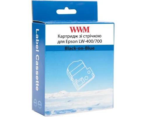 Стрічка для принтера етикеток WWM для Epson LW-400/700 18mm х 8m Black-on-Blue (WWM-SC18B)