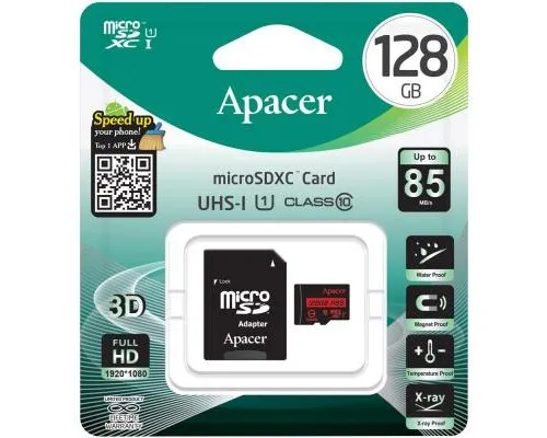 Карта памяти Apacer 128GB microSDXC Class10 UHS-I (AP128GMCSX10U5-R)