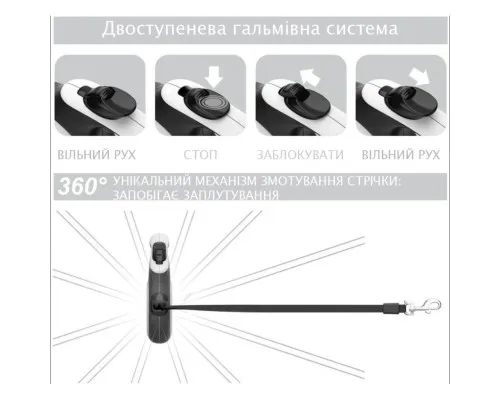 Поводок для собак WAUDOG R-leash ВАУ светоотражающая лента M 5 м (8125-0087-01)