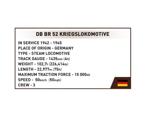 Конструктор Cobi Локомотив Kriegslokomotive Class 52 1:35, 2476 деталей (COBI-6281)
