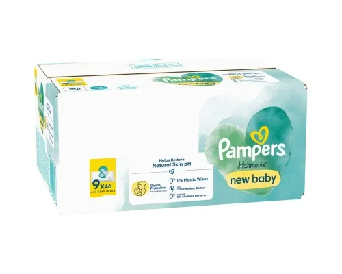 Детские влажные салфетки Pampers Harmonie New baby 9 пачек х 46 шт (8700216026253)