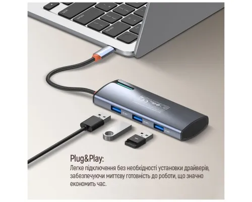 Порт-репликатор ColorWay Docking Station USB-C 5-в-1 Type C PD 100W/USB3.0х3/HDMI 4К (CW-HUB01)