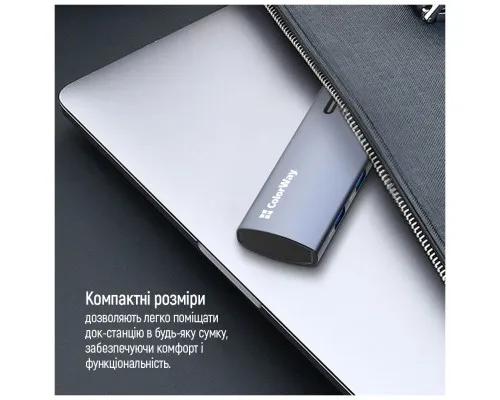 Порт-реплікатор ColorWay Docking Station USB-C 5-в-1 Type C PD 100W/USB3.0х3/HDMI 4К (CW-HUB01)