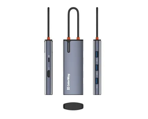 Порт-реплікатор ColorWay Docking Station USB-C 5-в-1 Type C PD 100W/USB3.0х3/HDMI 4К (CW-HUB01)