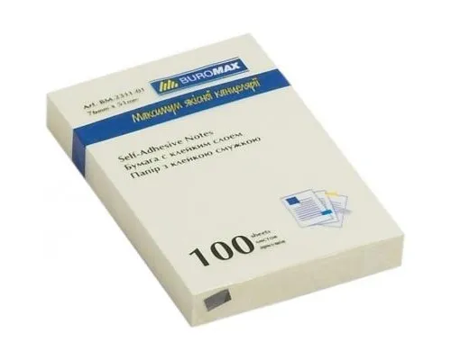 Бумага для заметок Buromax with adhesive layer 51х76мм, 100sheets, yellow (BM.2311-01)