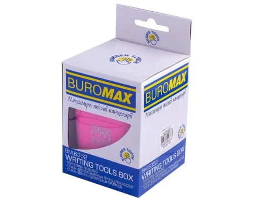 Підставка для ручок Buromax Rubber Touch Квадратна Рожева (BM.6352-10)
