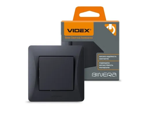 Вимикач Videx BINERA 1кл чорний графіт (VF-BNSW1-BG)