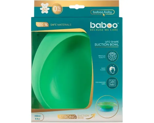 Тарелка детская Baboo Ufo с основой-присоской, от 6 месяцев (зеленая) (9-032)